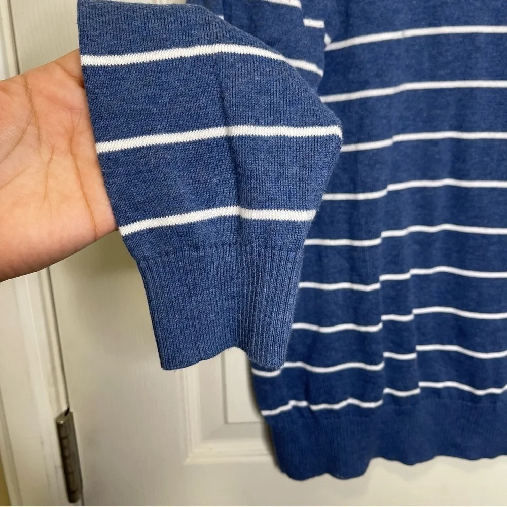 Vineyard Vines Men’s 1/4 Zip Cotton Striped Pullover Sweater Blue White Sz S